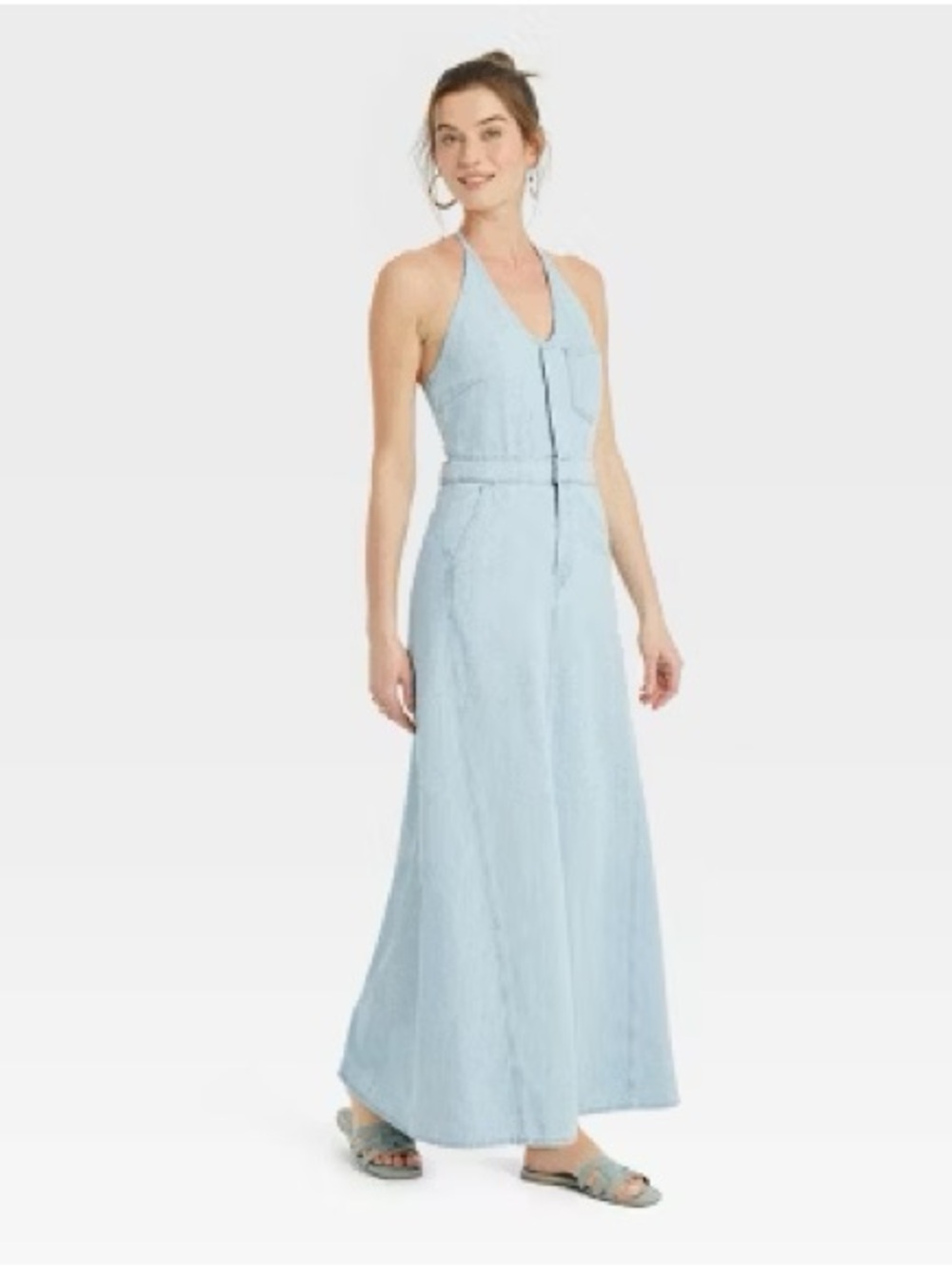 Universal Thread Light Blue Halter Maxi Dress